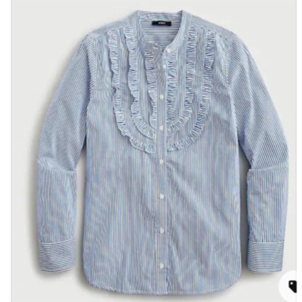 J. Crew Band-collar ruffle-front shirt in Small